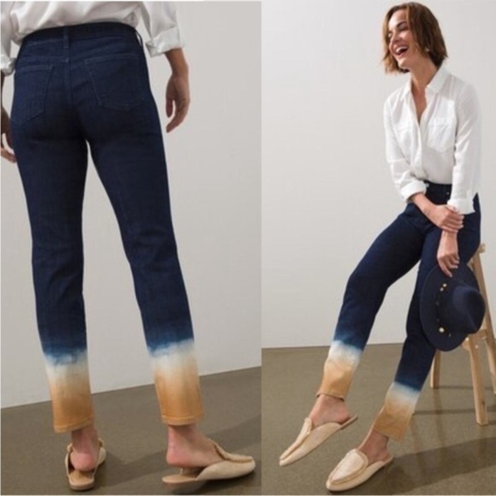 NWT Chico’s So Slimming Neutral Dip Dye Girlfriend Slim Leg Ankle 6